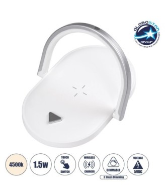 GloboStar® ECLIPSE 76559 Επιτραπέζιο Φωτιστικό Πορτατίφ LED 15W 1200lm 180° AC 220-240V IP20 Φυσικό Λευκό 4500K Dimmable Λευκό Πλαστικό - Μ17 x Π13 x Υ10cm - 2 Xρόνια Εγγύηση